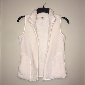 White faux fur vest